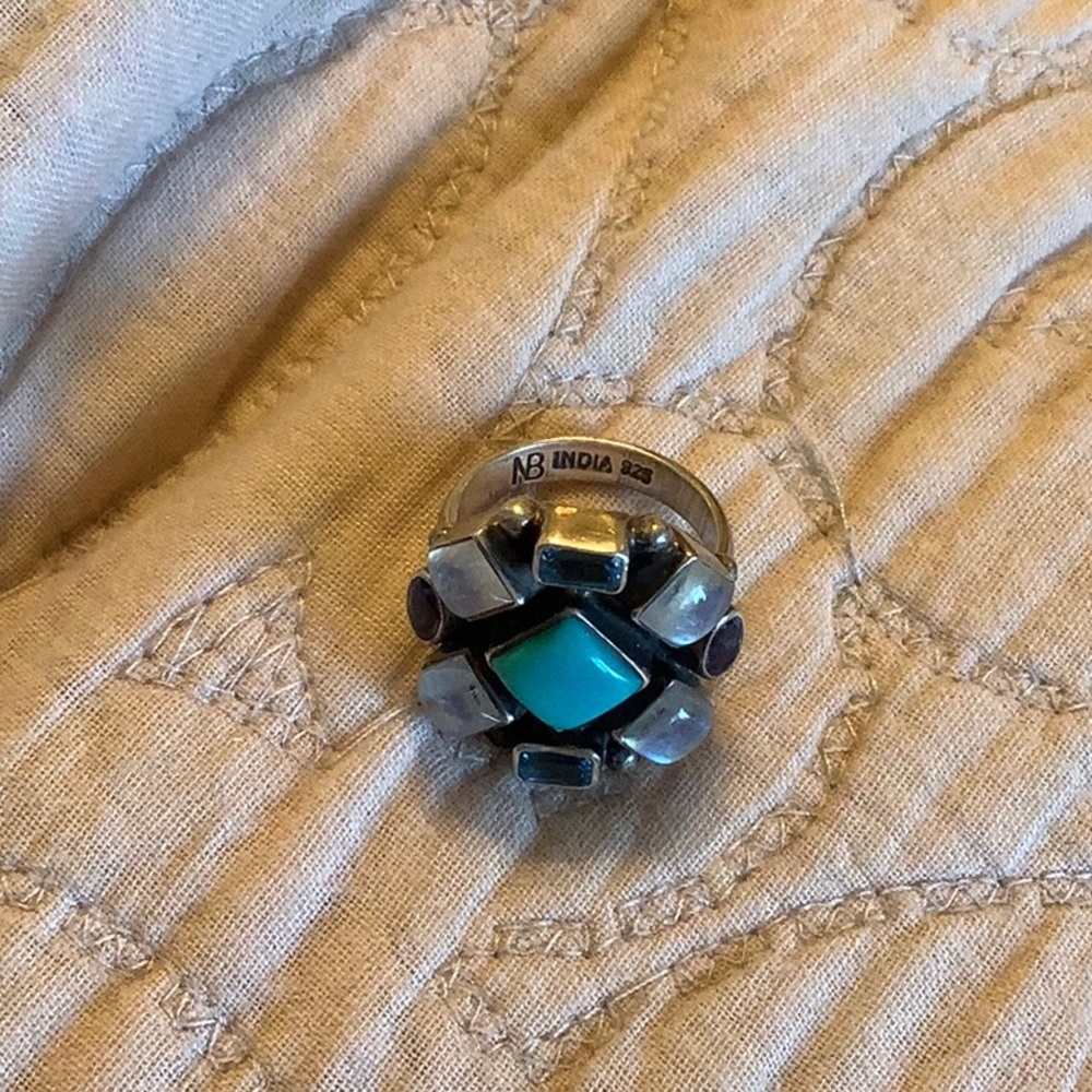 Moonstone topaz gemstone ring Nb 925 6.5